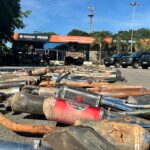 Detran-GO esmaga 500 escapamentos de veículos barulhentos